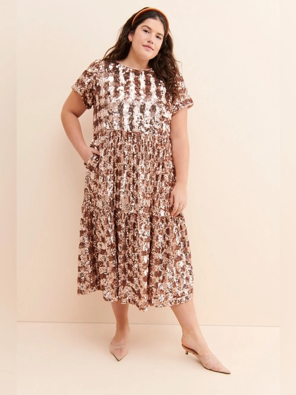 Anthropologie Bernadette Sequined Midi Dress